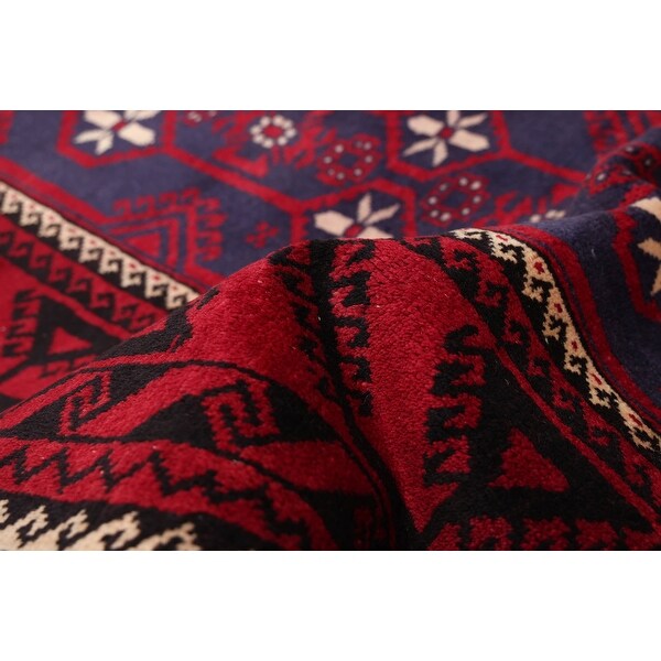ECARPETGALLERY Hand-knotted Baluch Red Wool Rug - 3'8 x 7'6 - Bed