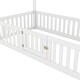 preview thumbnail 24 of 22, Full Size House Bed with Fence, Door, and Distressed Finish - Durable Pine Wood, Grey