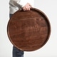preview thumbnail 55 of 68, KINWELL Round Black Walnut Wood Serving Tray Ottoman Tray with Handles