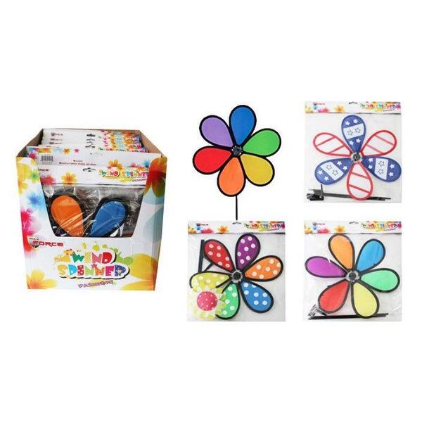 Assorted Flower Wind Spinner In Display - 24 Units