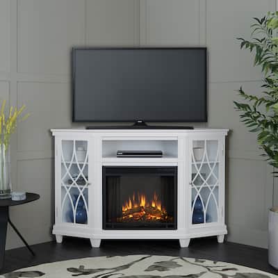 Lynette 56.26" Media Electric Fireplace White by Real Flame
