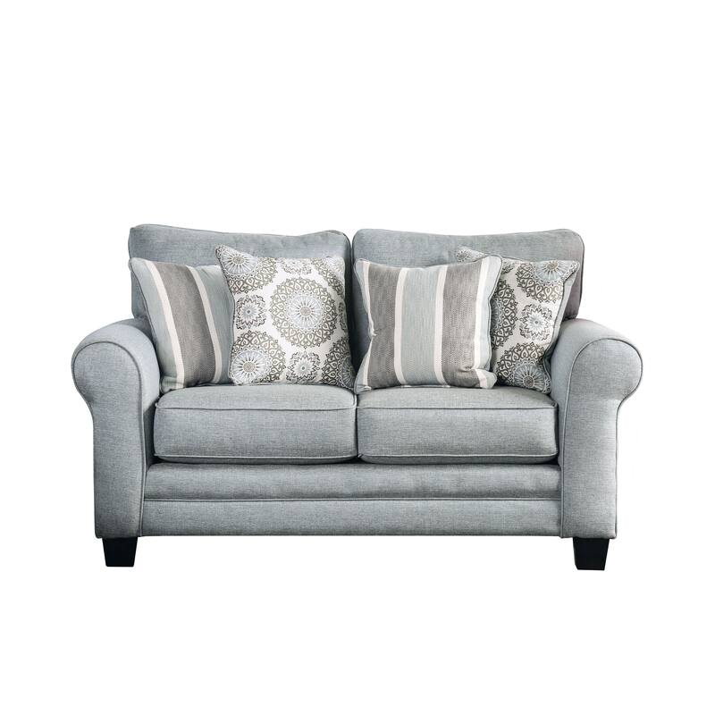 Nia Transitional Grey Fabric Padded Stain Resistant Loveseat by Furniture of America