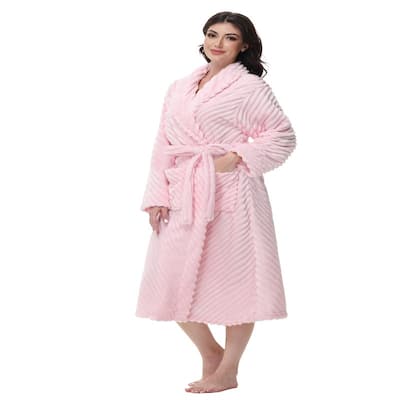 Super Soft Cozy Fleece Womens Robe Plush Long Bathrobe