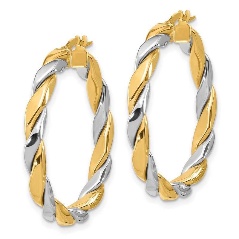 Curata 14k Two Tone Gold Polished Twisted Hoop Earrings - 31x31mm