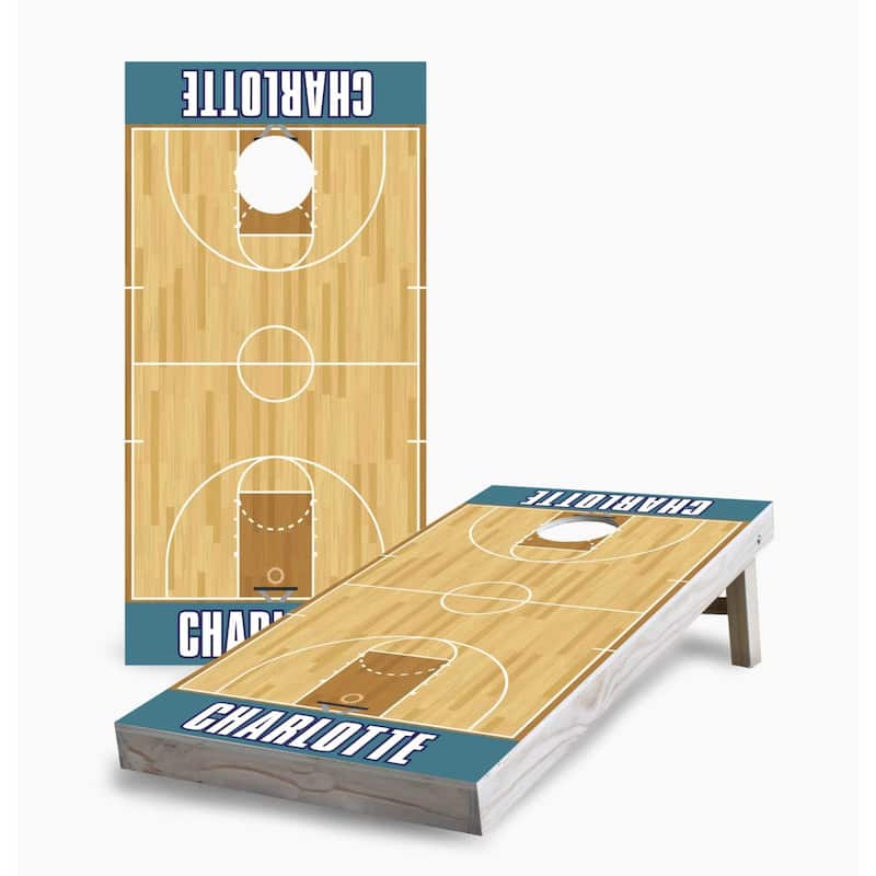 Charlotte Hornets Cornhole Game (Choose Wraps or Boards) - 2x4 Boards (24" x 48") - Include Case + Edge Lights