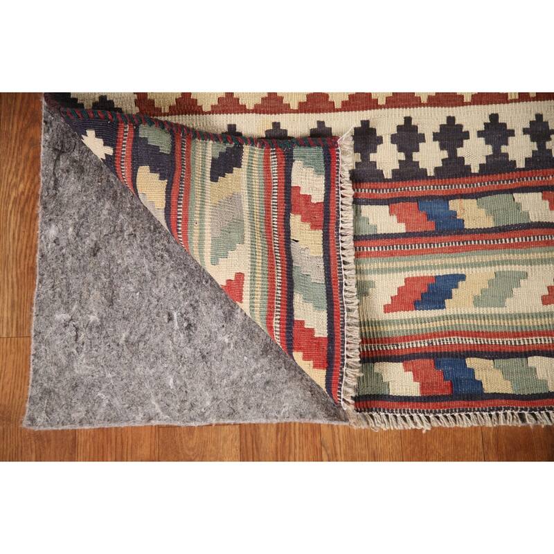 Kilim Qashqai Vegetable Dye Persian Antique Rug Flatweave Wool Carpet - 5'0"x 9'11"