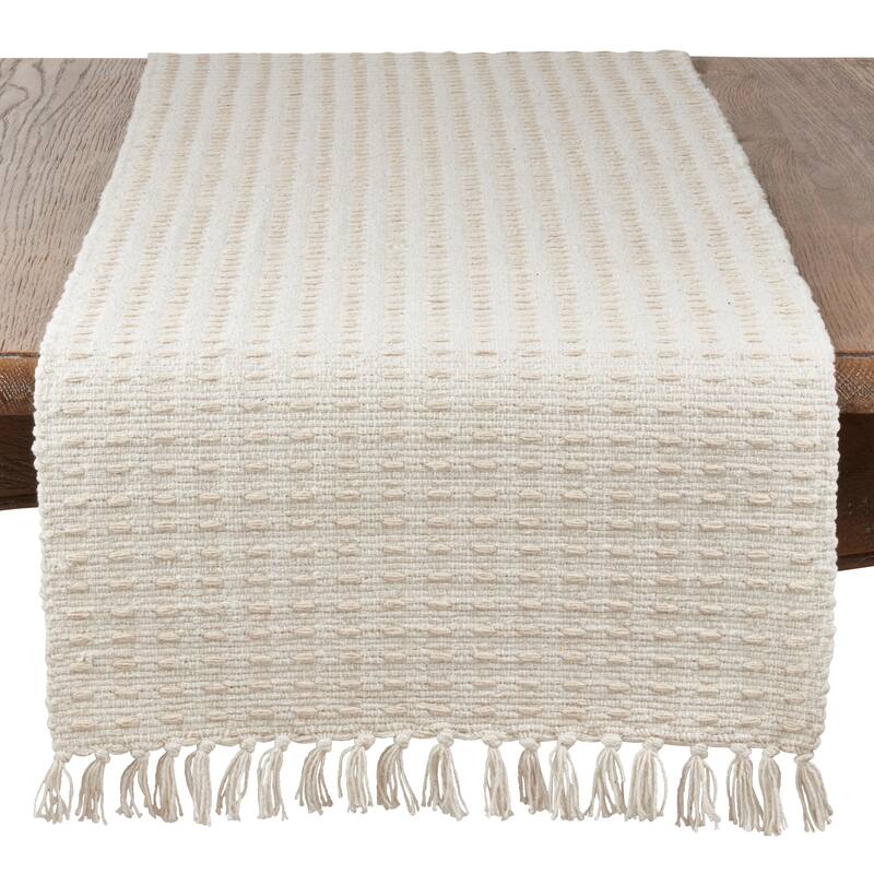 Dashed Woven Long Table Runner - 16x72" - Natural