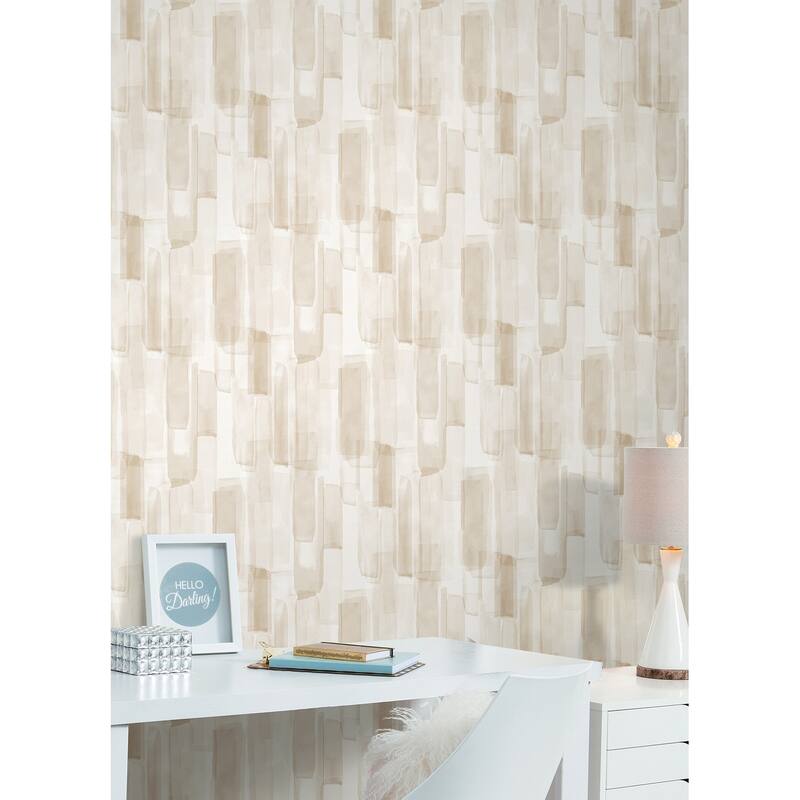 RoomMates Watercolor Glass Neutral Beige Peel and Stick Wallpaper