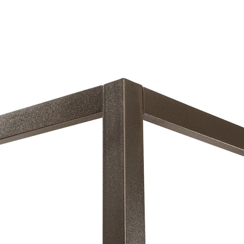 Boucle Upholstered Canopy Bed/ Metal Platform Bed Four-Poster Bed Frame