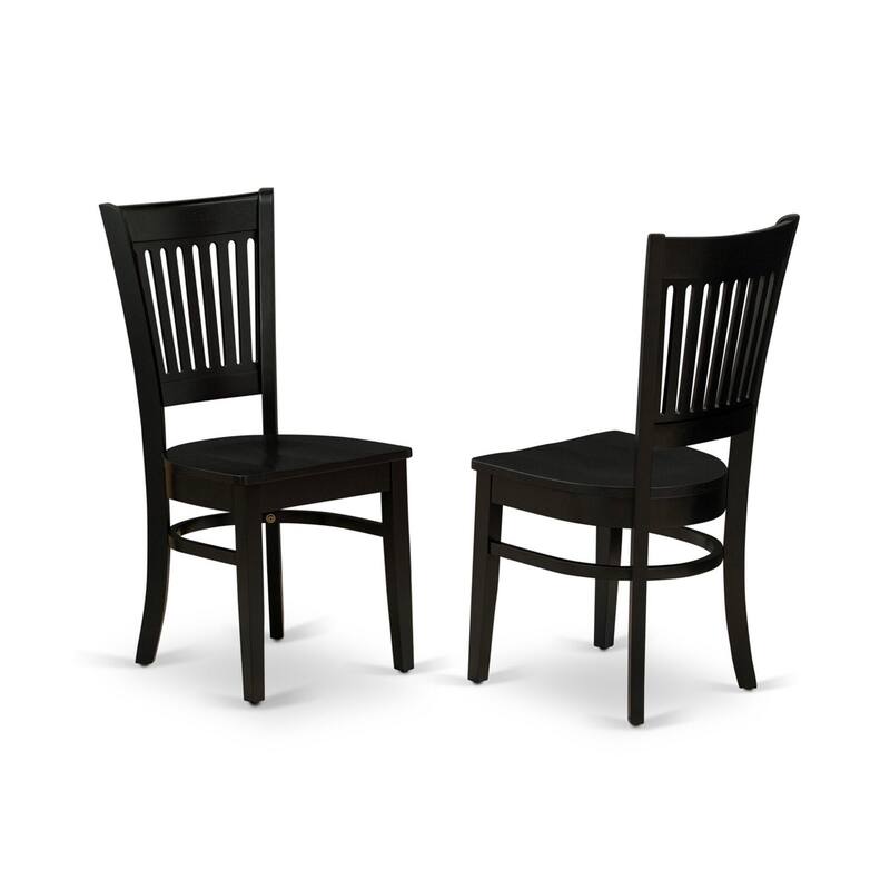 HomeStock 5-Piece Black Finish Solid Wood Top Dining table with 4 Chairs with Slat Back