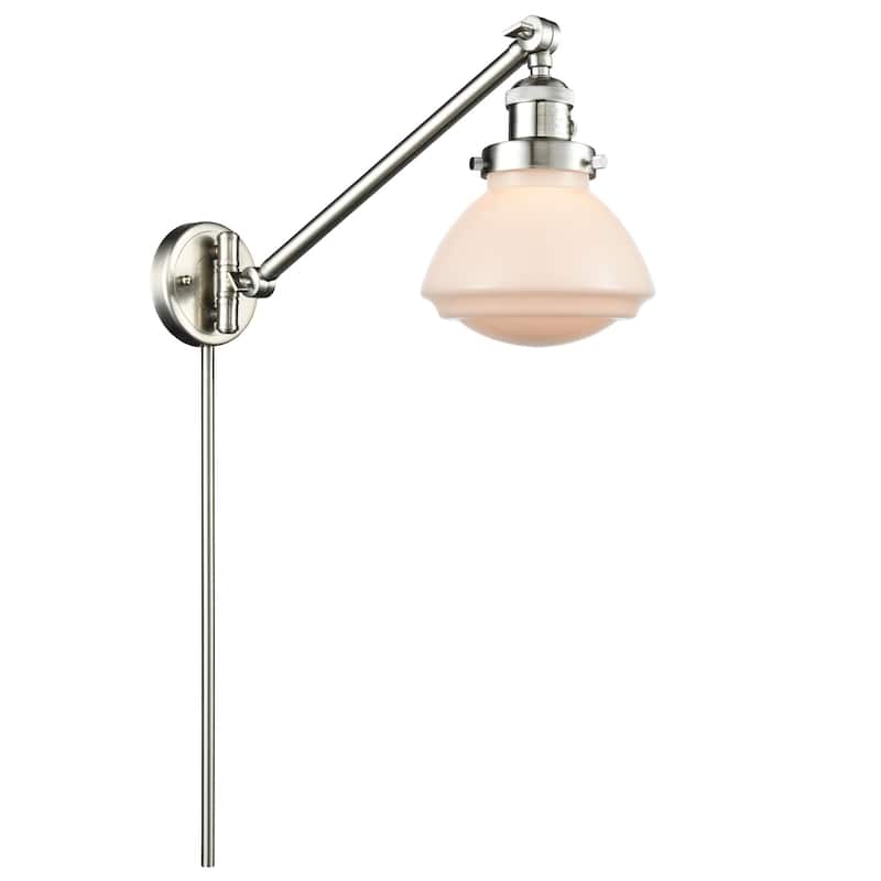 Innovations Lighting Olean 22" Tall Bathroom Sconce - Brushed Satin Nickel / Matte White