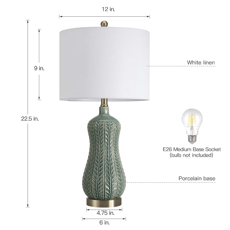 Elliott Ceramic Table Lamp with White Drum Shade - 22.5 in. H