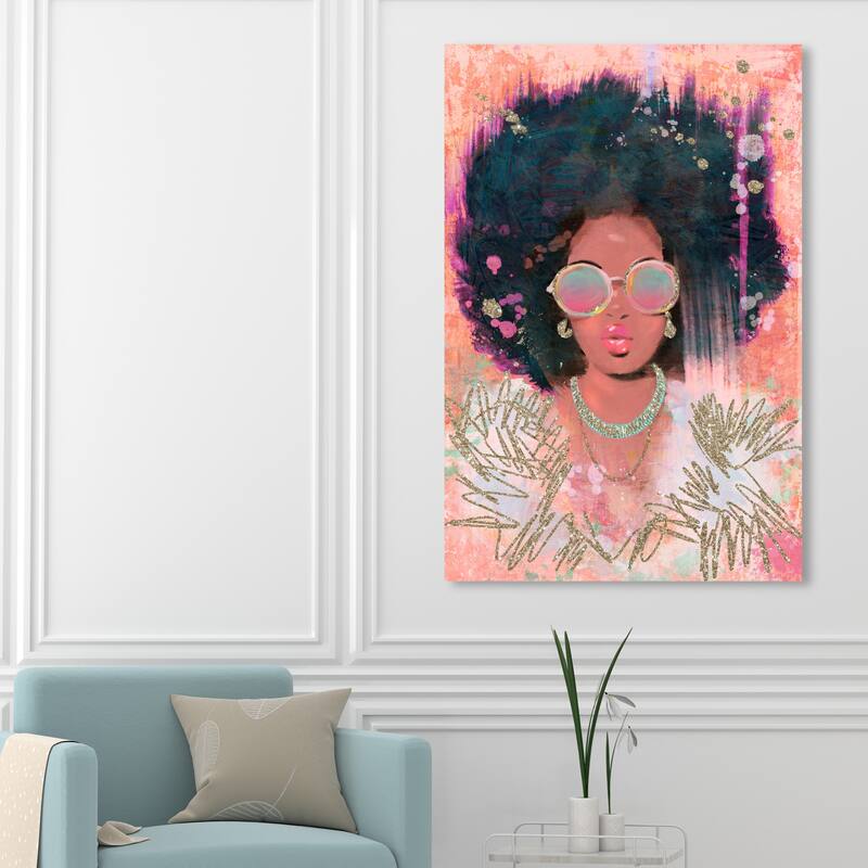 Wynwood Studio Fashion and Glam She's The One Brown and Metallic Gold Glam Wall Art Canvas Print - 54 x 36