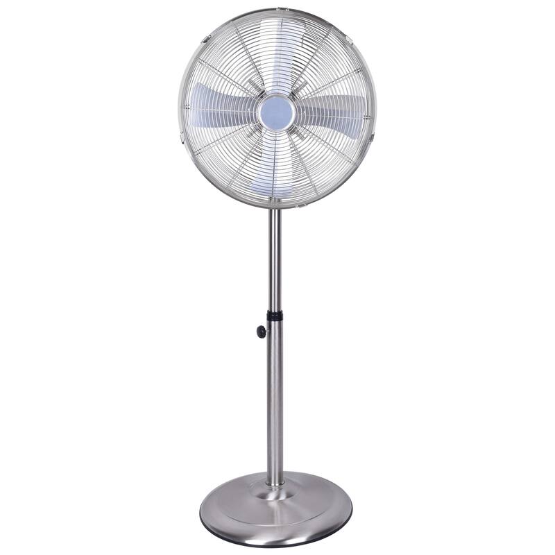 16 in Metal Stand Fan,Classic Design, Pure Copper Wiring Motor, 4 Aluminum Blade, Nickle-plating Brushed Finish