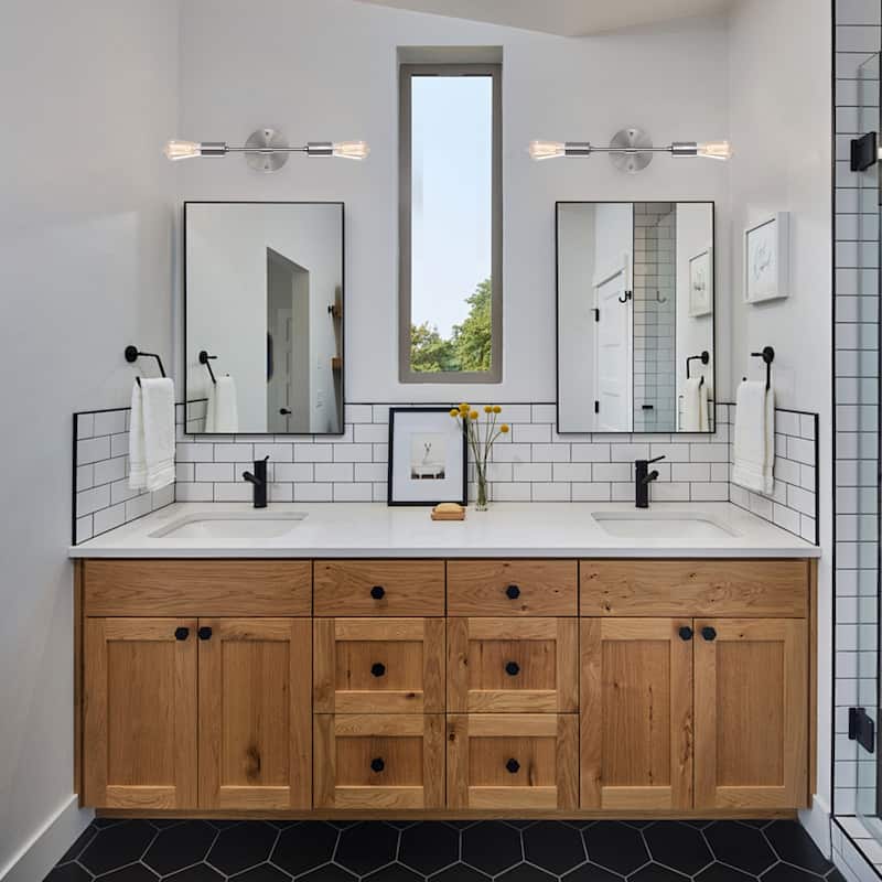 Set of 2 Modern Wall Lights, Farmhouse 2-light Bathroom Vanity Light, Wall Sconce for Dining Room Living Room Bedroom