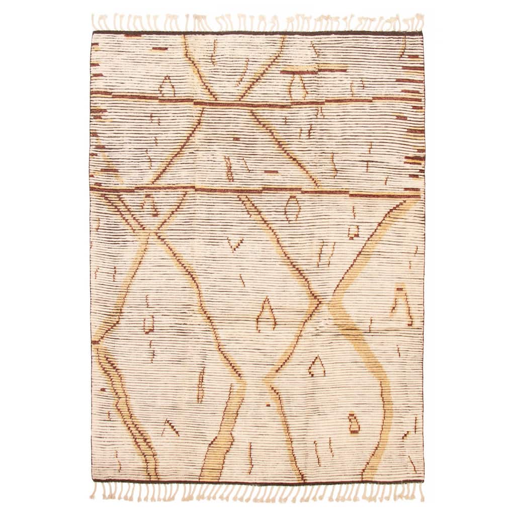 ECARPETGALLERY Hand-knotted Tangier Cream Wool Rug - 8'5 x 11'5