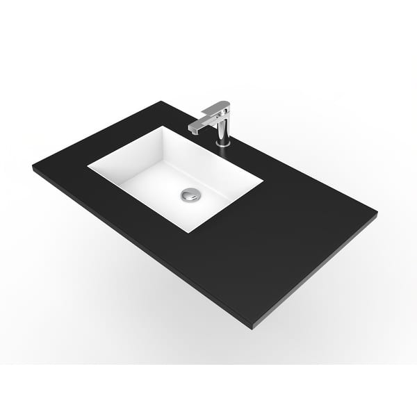 slide 2 of 14, Serenity 36" Solid-Surface Bathroom Vanity Top with Left Sink
