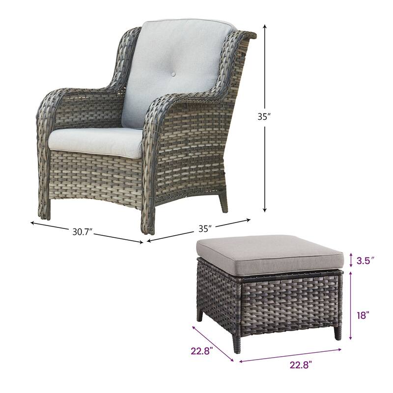 Gymojoy 4-Piece Outdoor Wicker Patio Furniture Chair Set, Rattan Coversation Set with Water Resistant Thick Cushions