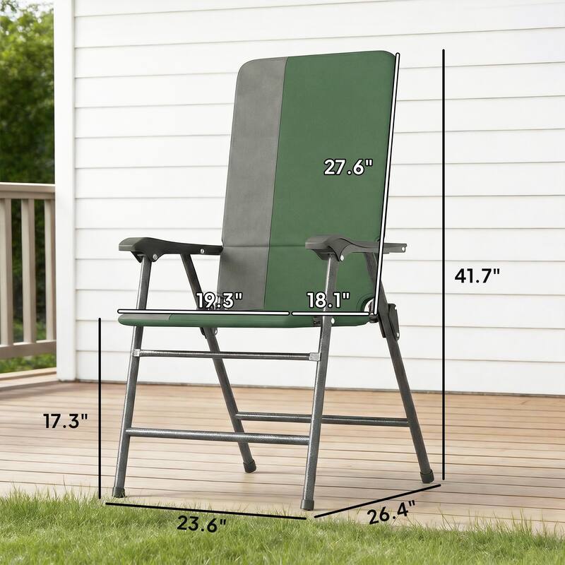 Outsunny Folding Patio Chairs Set of 2, Padded High Back Folding Lawn Chairs with Armrests, 600D Oxford Fabric