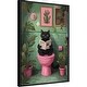 preview thumbnail 2 of 11, Bathroom Cat No 4 by The Art Concept Framed Canvas Wall Art Print - Sylvie Beaded Black