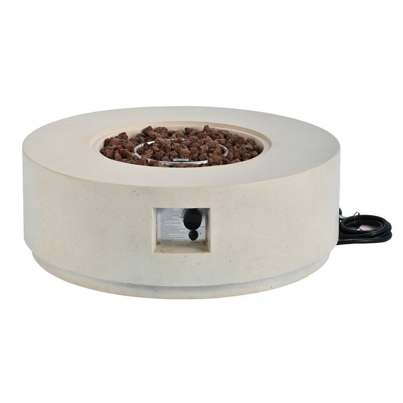 38.2" Round Outdoor Propane Fire Pit, Outside Fire Pit Table with 50000 BTU, Steel Burner, Lava Rocks, Waterproof Cover