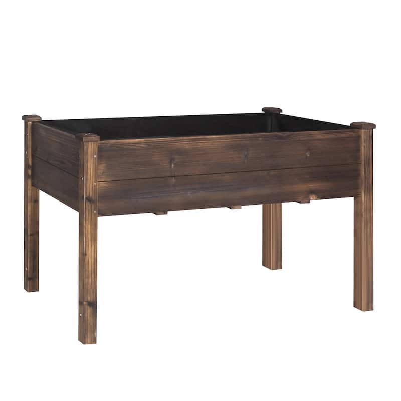 VEIKOUS Wood Raised Garden Bed with Drainage Holes, Outdoor Elevated Planter Box