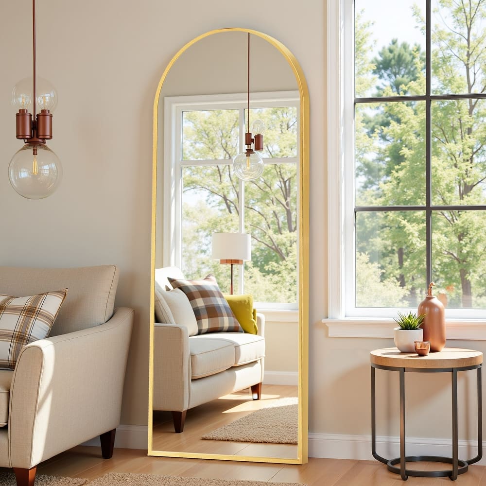 Full Length Mirror with Stand, Floor Mirror with Aluminum Alloy Frame for Bedroom, Standing Full Body Mirror for Wall, Cloakroom