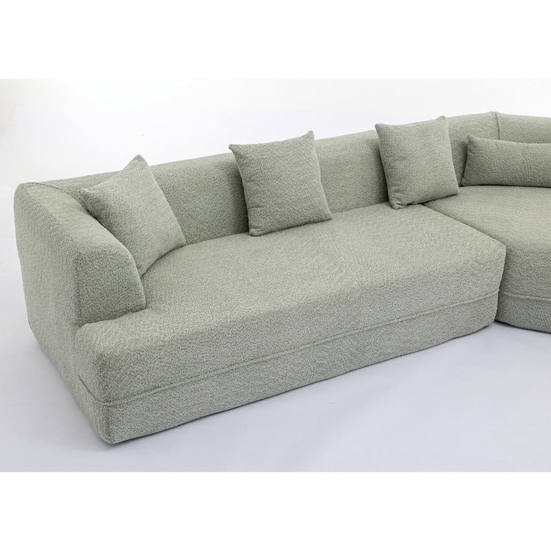 Minimalist Boucle Modular Sofa, Comfortable 3-Seater with Reversible Sectional Design, Ideal for Living Room