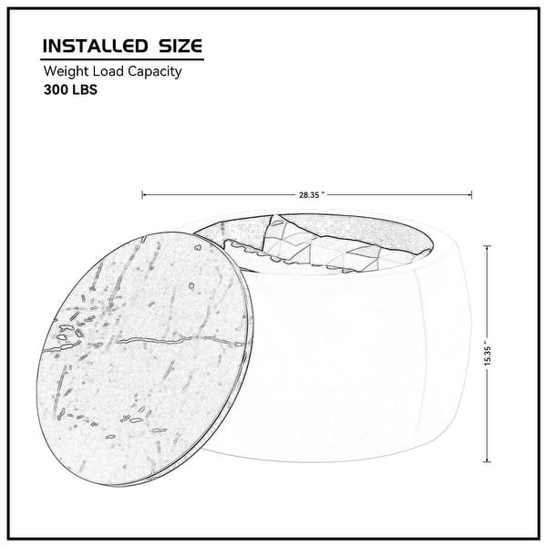 Round Coffee Table with Storage for Living Room, Ottoman, Foot Rest ...