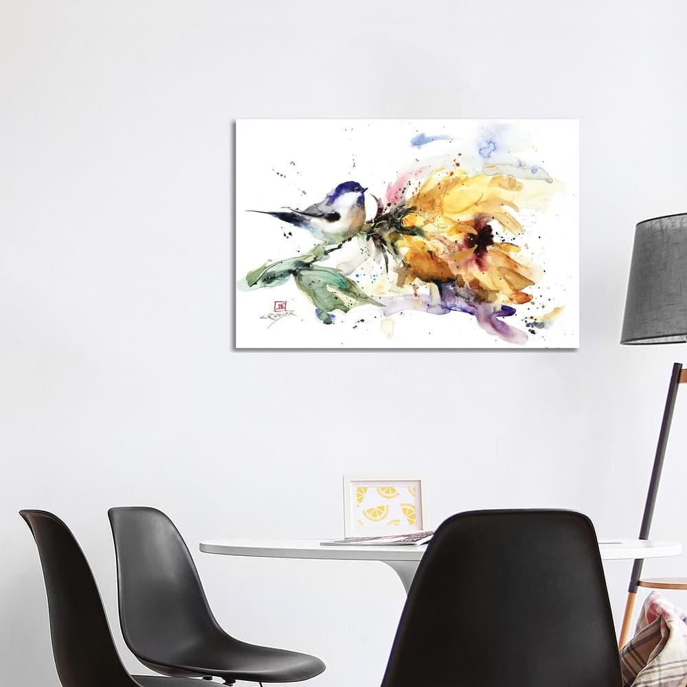 iCanvas "Chickadee and Sunflower" by Dean Crouser Canvas Print