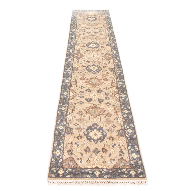 ECARPETGALLERY Hand-knotted Royal Oushak Light Khaki Wool Rug - 2'7 x 12'0