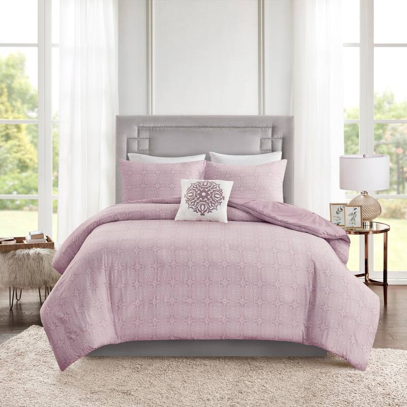 Madison Park Edna Embroidered Cotton Reversible Duvet Cover Set
