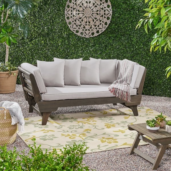 slide 2 of 26, Ottavio Outdoor Daybed with Cushions by Christopher Knight Home Light Grey
