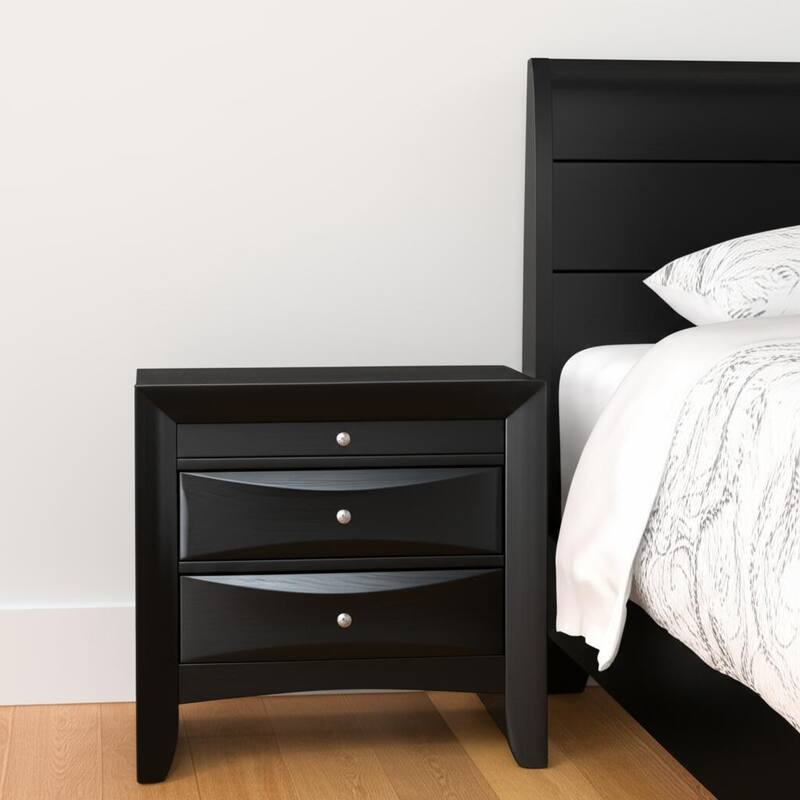 25" Dark Brown Three Drawer Nightstand