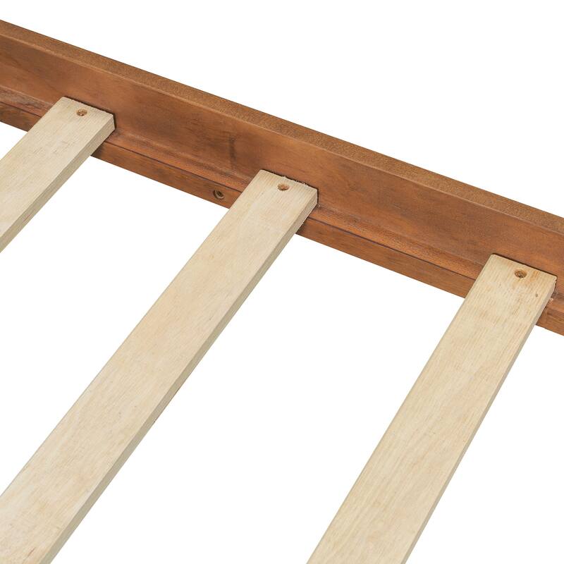 Twin Size Wooden House Bed with Drawers, Walnut Finish