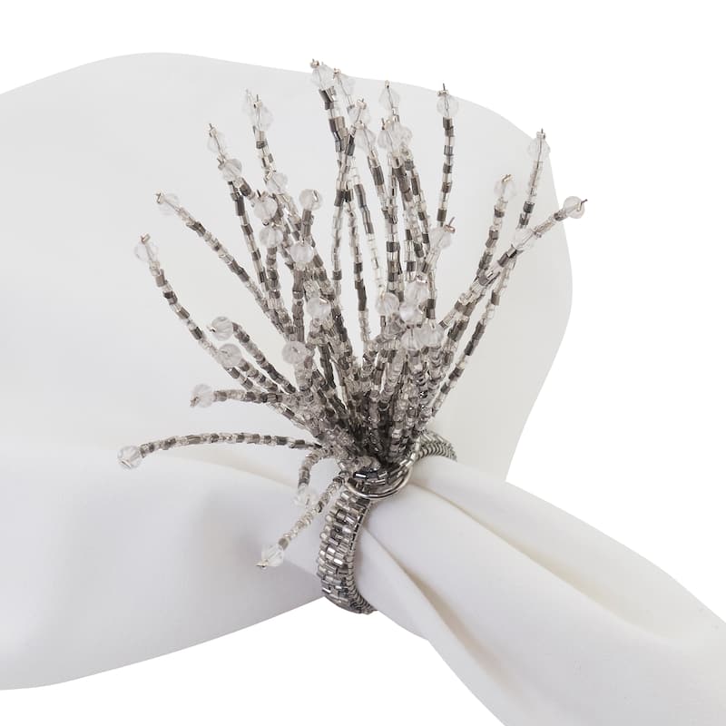 Napkin Rings With Beaded Burst Design (Set of 4)