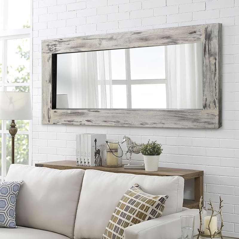 Farmhouse Rectangular Solid Wood Framed Full Length Leaning Mirror