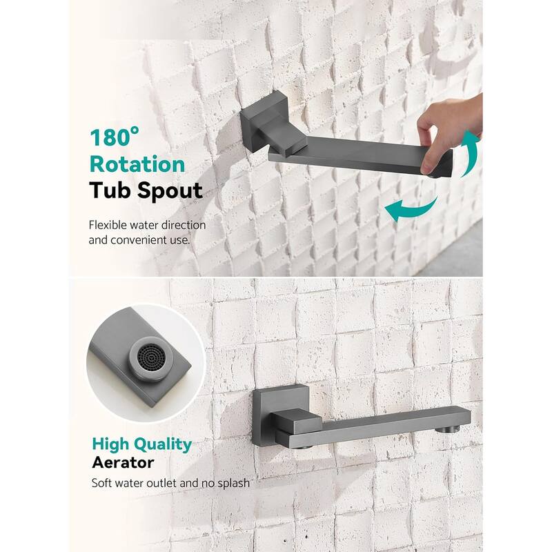 Lefton Shower System in Fahrenheit Display, 10” Overhead Shower Head with Handheld Spray Showerhead and Bathtub Faucet, SSWM2502