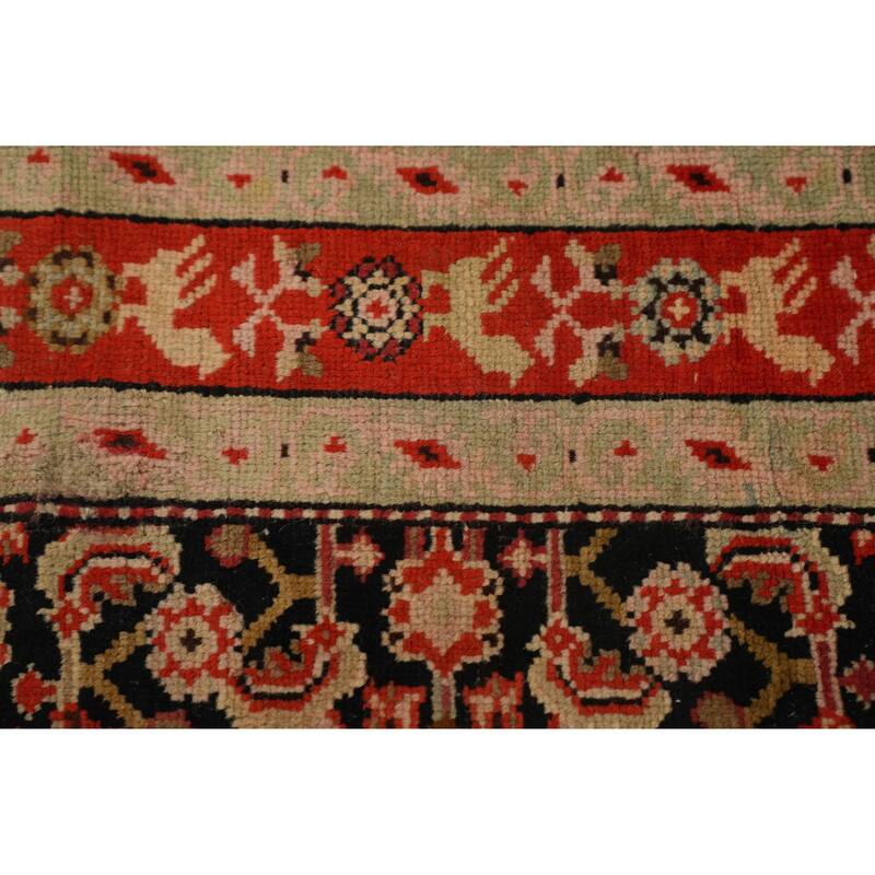 Hand Knotted Oriental 100% Wool Carpet Traditional Geometric Black Karabagh Runner Rug - 15' 11'' X 3' 6''