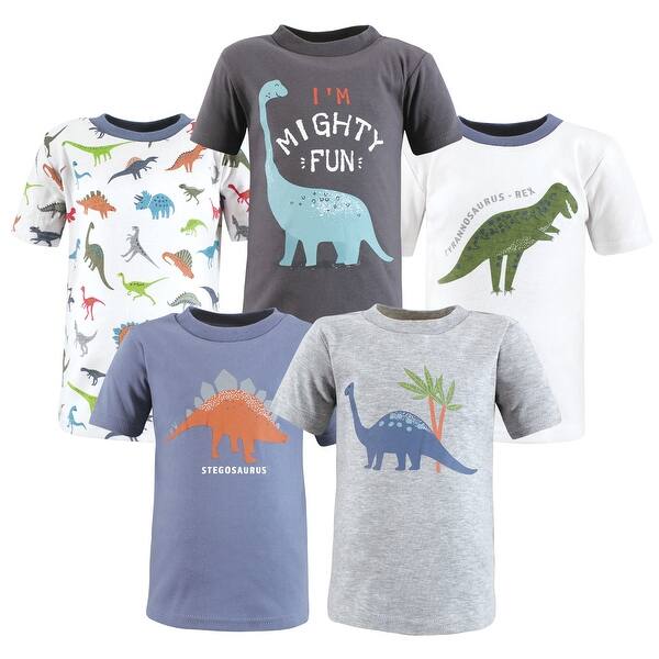 slide 1 of 1, Hudson Baby Boy Short Sleeve T-Shirts, Dinosaur 12-18 Months - Dinosaur