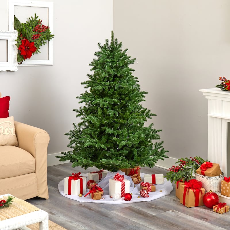 5ft. Spruce Artificial Christmas Tree with 300 Warm White Lights & 1370 Branches - Elegant Holiday X-Mas Tree