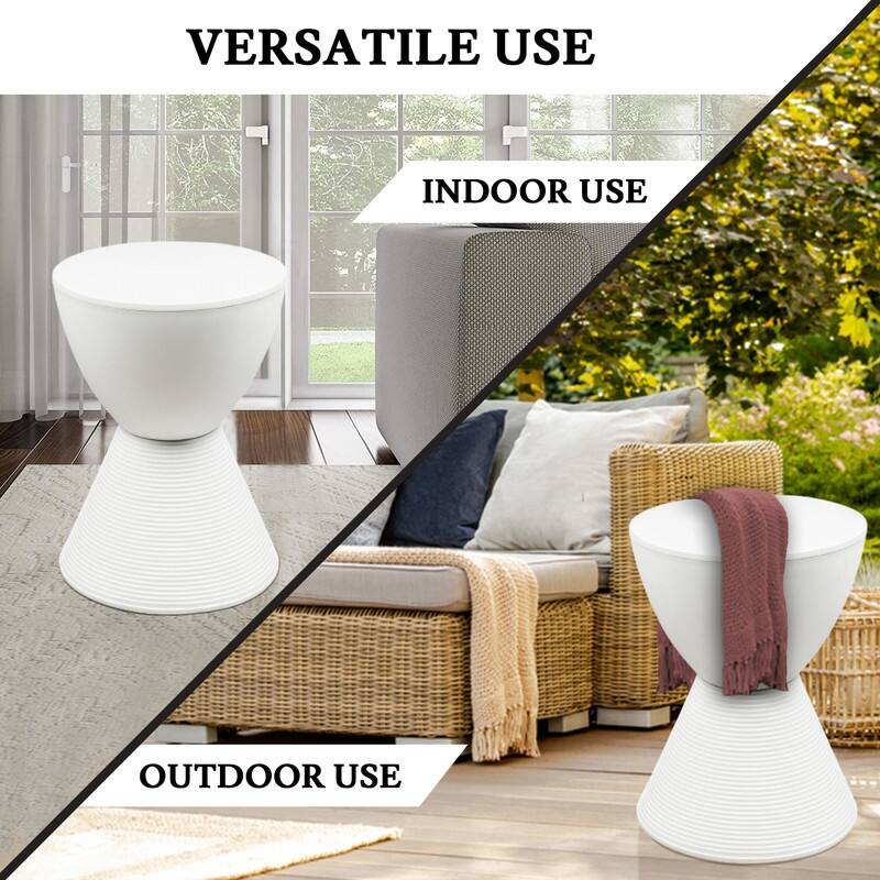 Boyd Round Side Table with Ribbed Design Base - Accent Hourglass End Table with Removable Lid for Living Room & Bedroom