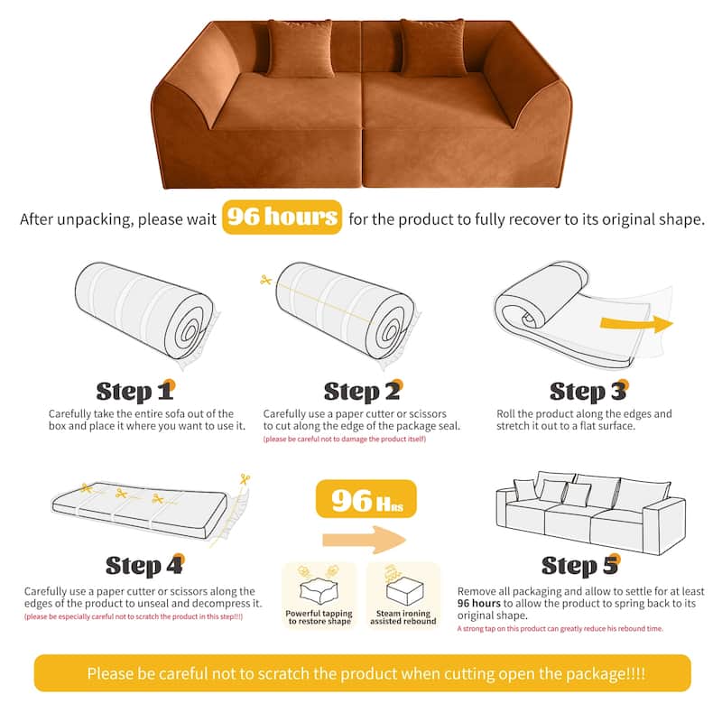 Compressed Memory Foam Sofa with PillowS, 2-Seater Lounger Daybed