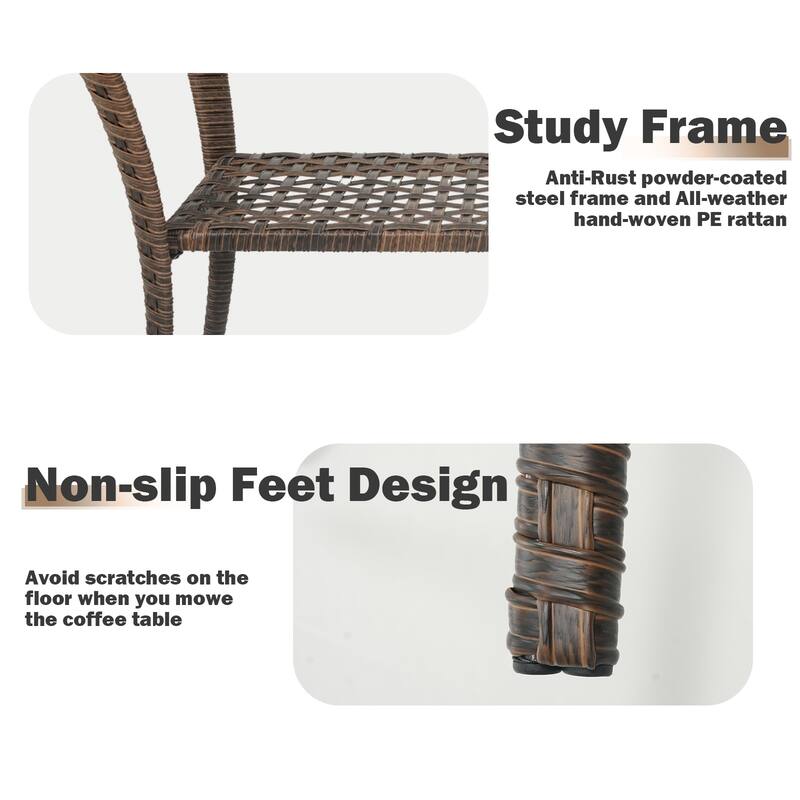 Patio Wicker Side Table Outdoor