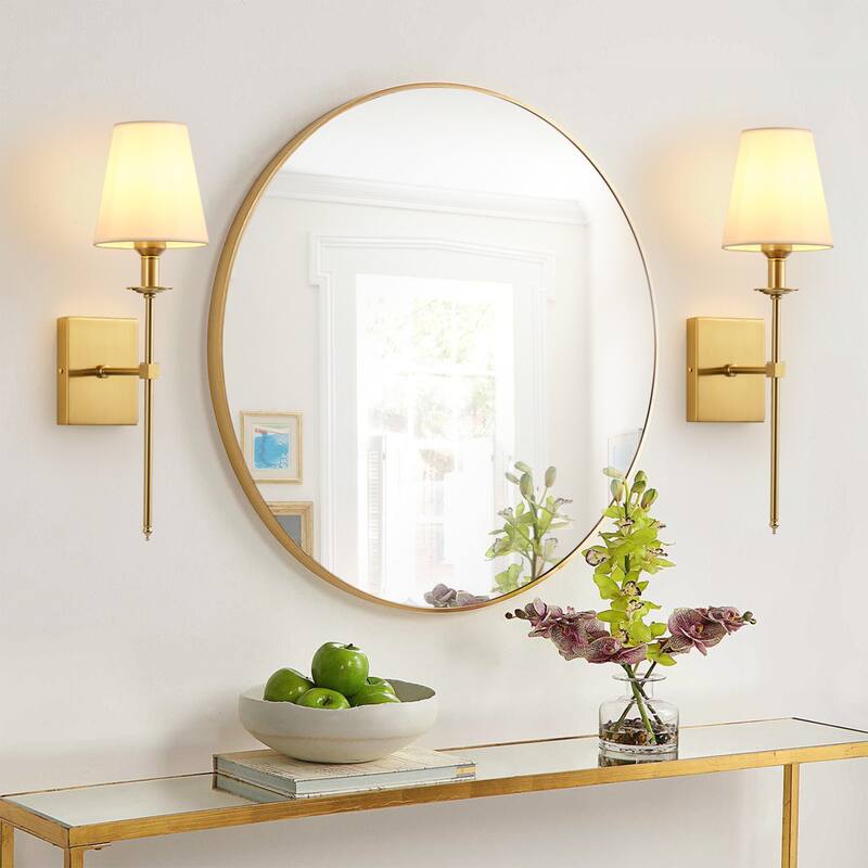 Starsky 1 - Light Industrial Wall Sconce Set with Tapered Fabric Shade (Sets of 2)