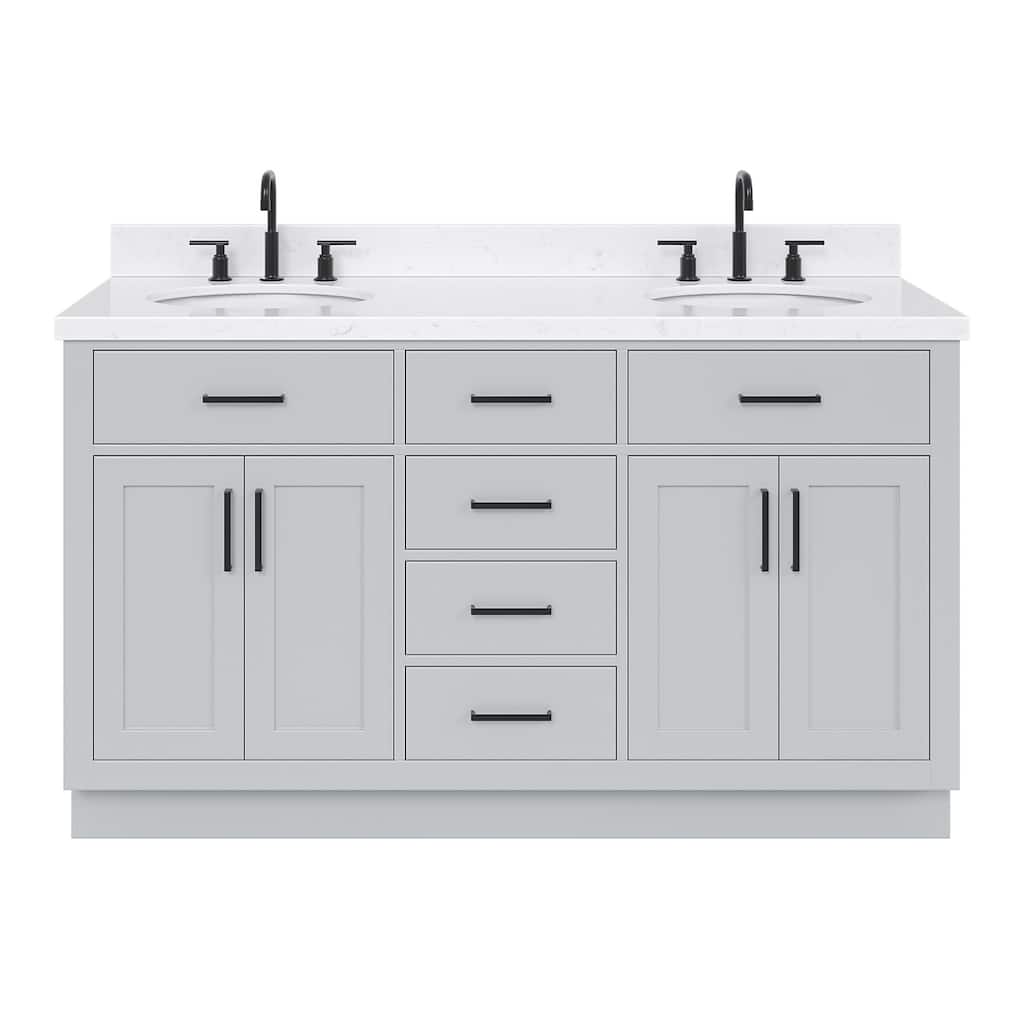 Ariel T060DCQOVO Hepburn 60" Free Standing Double Basin Vanity Set