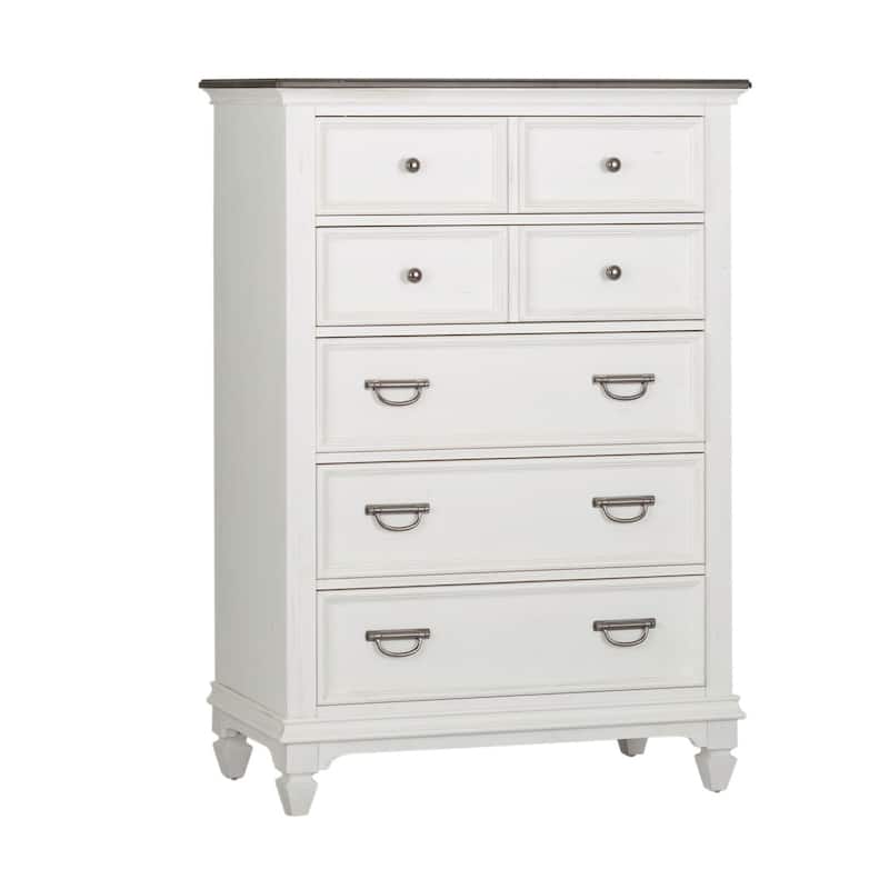 Copper Grove Allyson Park Wirebrushed White Charcoal 5 Drawer Chest