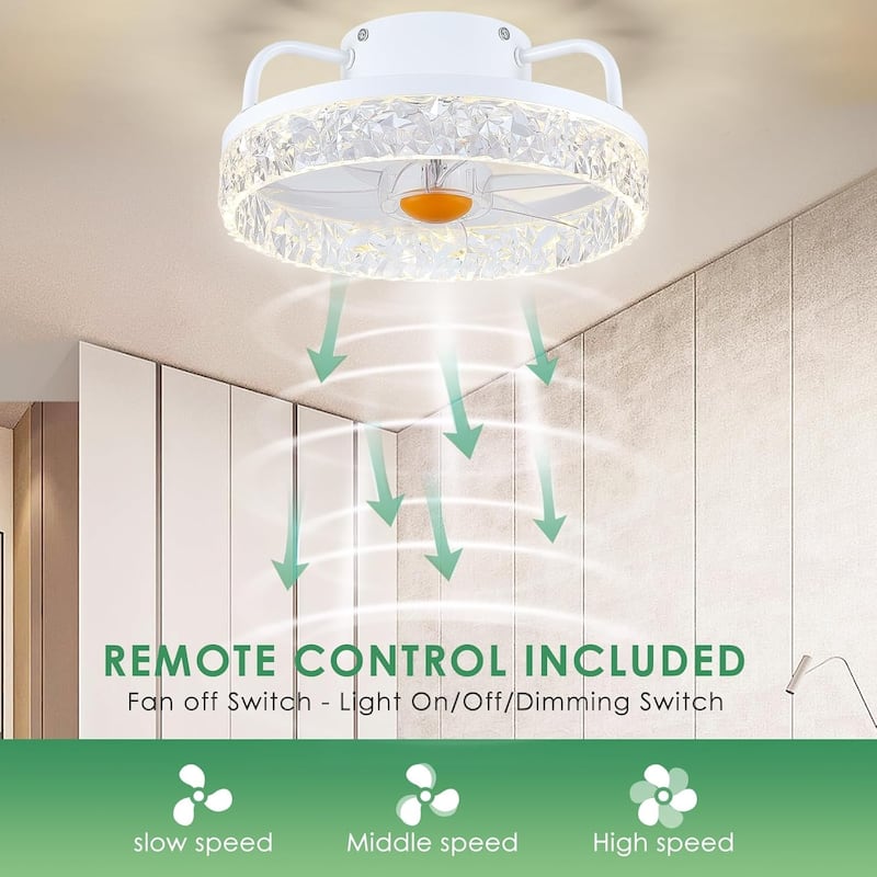 KAYLA 20.86'' Modern Flush Mount Ceiling Fans, Low Profile Ceiling Fan with Lights, Dimmable, APP Control, 6-Speed - N/A