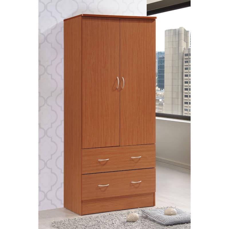 71.5" Cherry Red Armoire with Drawers and Clothing Rod