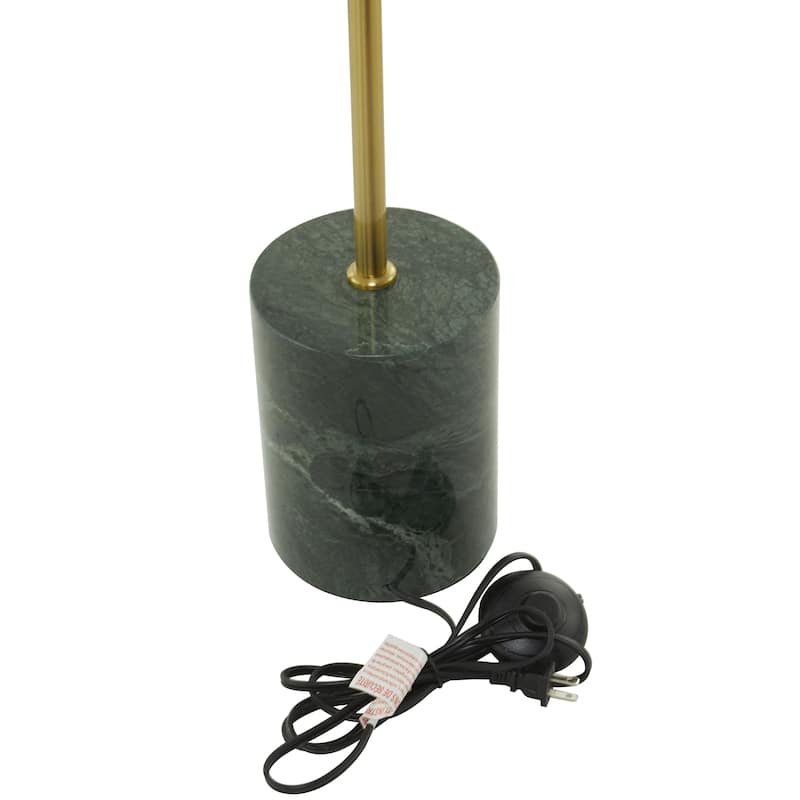 Metal Umbrella Style Floor Lamp with Black Marble Base - Black - Roche River Decor
